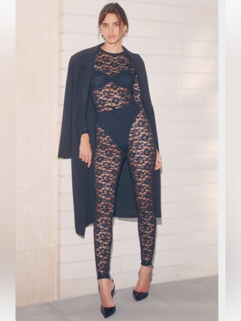 DYNAMITE Long Sleeve Lace Jumpsuit